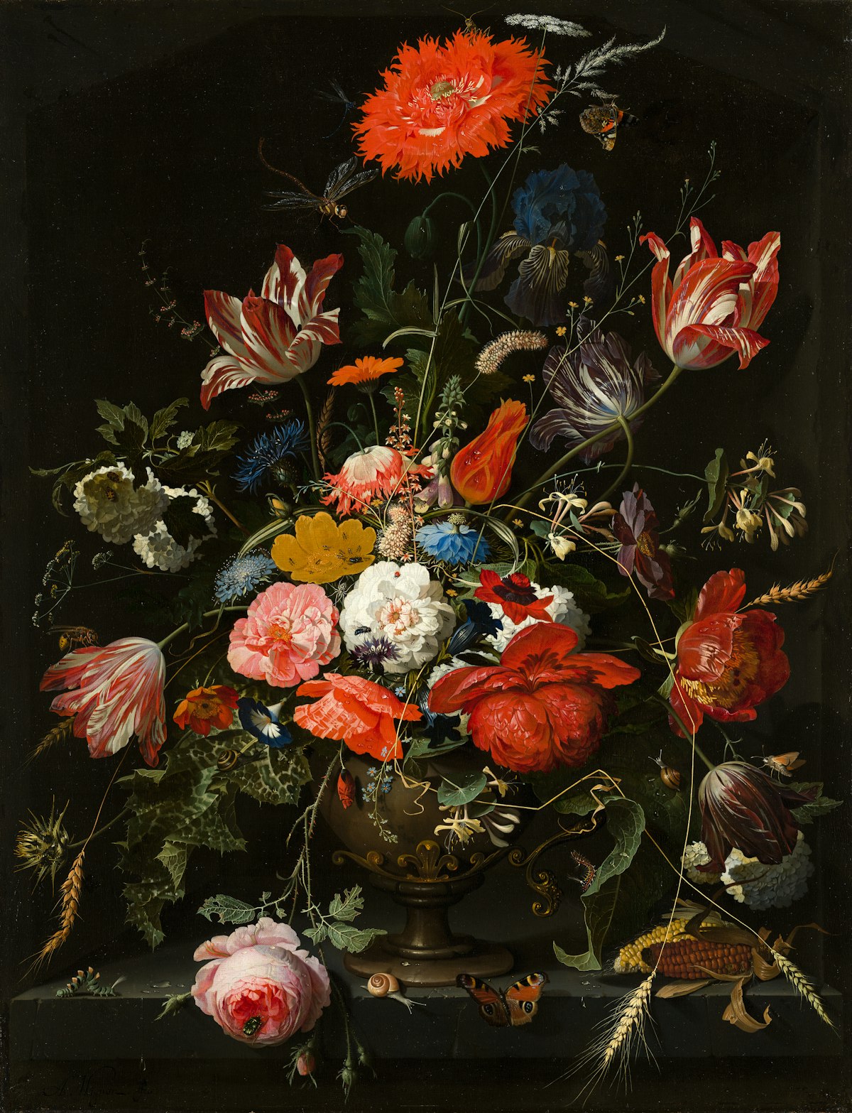 Antique oil painting in ornate frame at art gallery