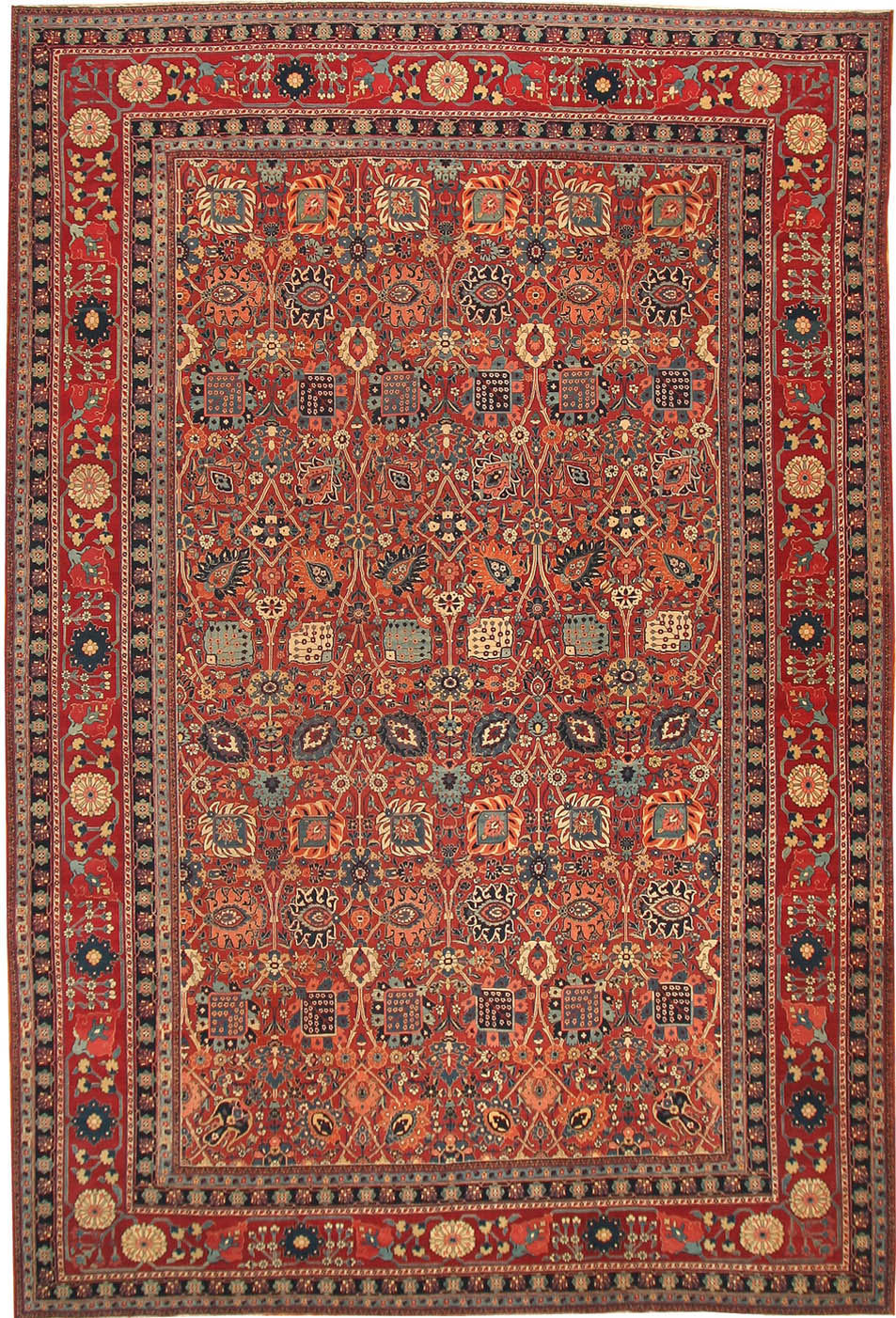 Antique Tabriz Persian rug with central medallion and detailed floral borders