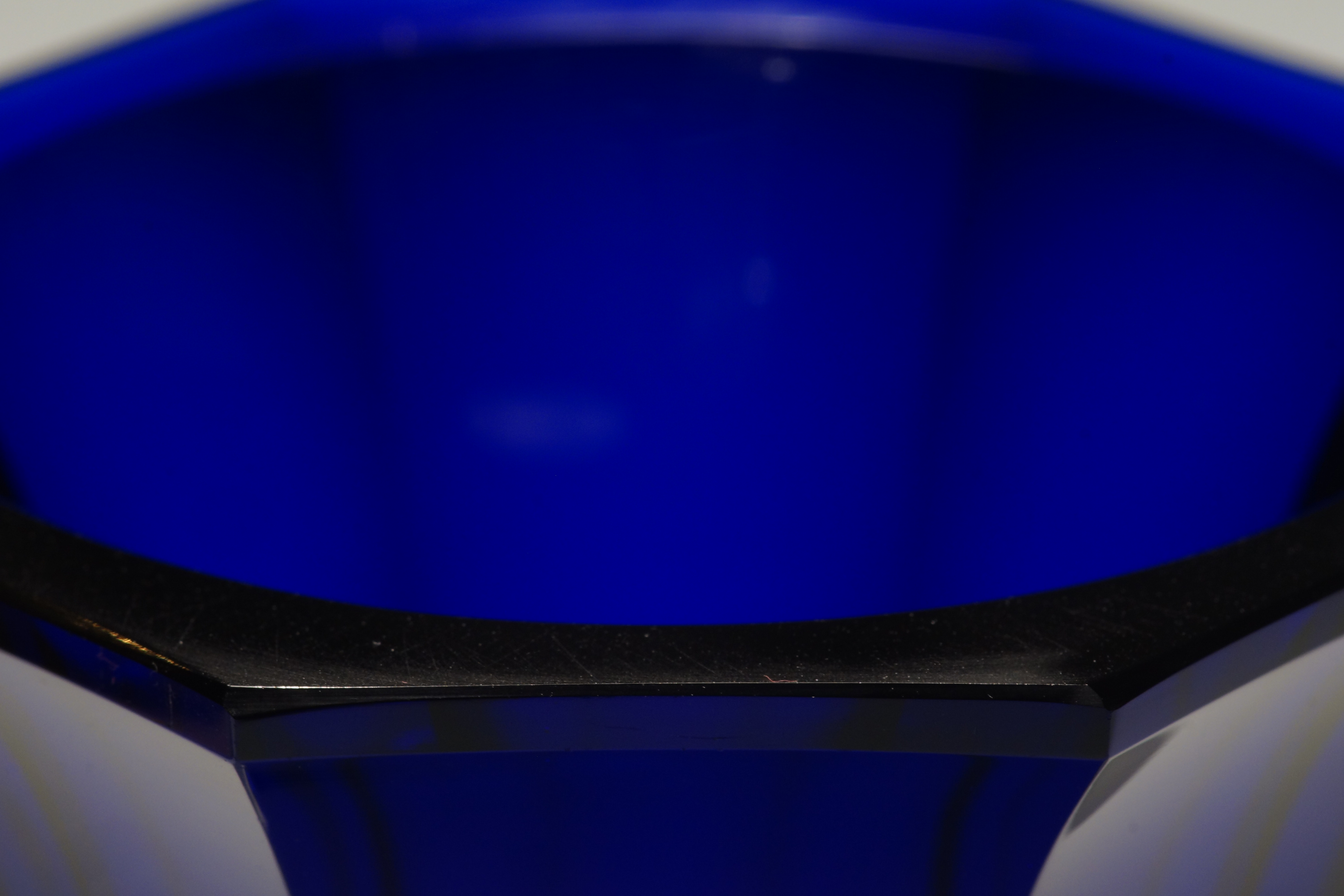 Cobalt blue Moser Art Deco glass vase designed by Josef Hoffmann